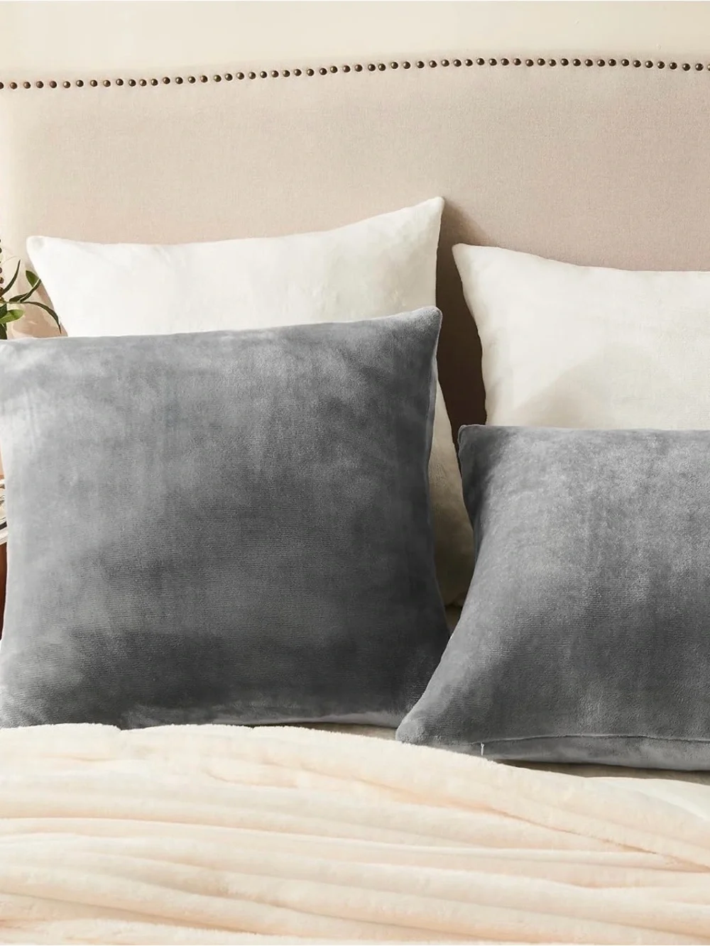 Grey Velvet Throw Pillow Covers